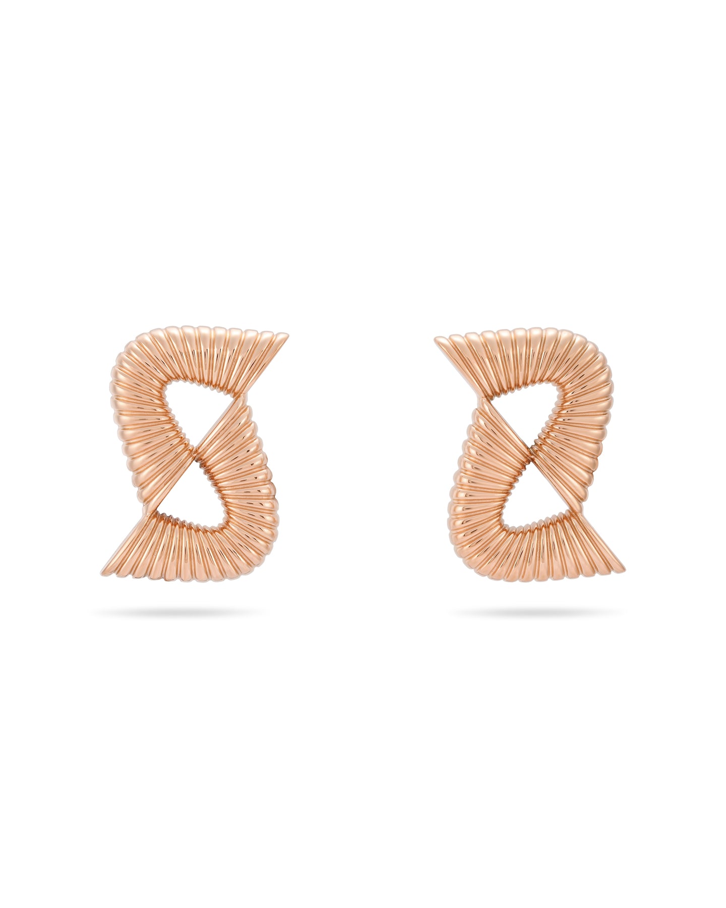 Double Ripple Earrings - Rose Gold